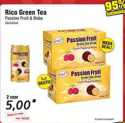 Budget Food Rico Green Tea Passion Fruit & Boba aanbieding