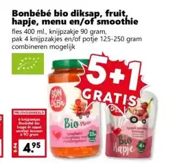 Coop Bonbébé bio diksap, fruit, hapje, menu en/of smoothie aanbieding