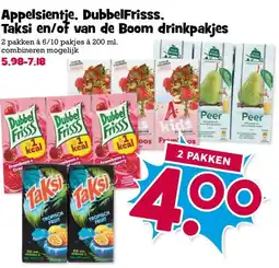 Boon`s Markt Appelsientje, DubbelFrisss. Taksi en/of van de Boom drinkpakjes aanbieding