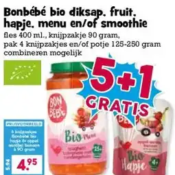 Boon`s Markt Bonbébé bio diksap. fruit, hapje, menu en/of smoothie aanbieding
