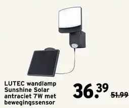 GAMMA LUTEC wandlamp Sunshine Solar antraciet 7W met bewegingssensor aanbieding