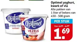Hoogvliet Optimel yoghurt, kwark of vla aanbieding