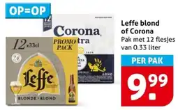 Hoogvliet Leffe blond of Corona aanbieding