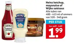 Hoogvliet Heinz ketchup, mayonaise of Wijko satésaus aanbieding