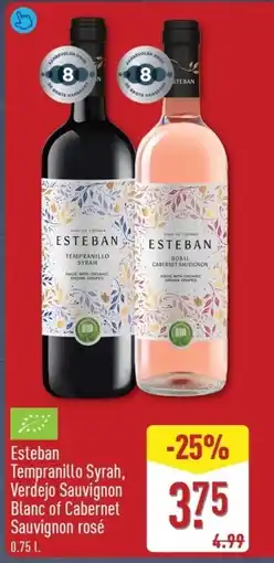 ALDI Esteban Tempranillo Syrah, Verdejo Sauvignon Blanc of Cabernet Sauvignon rosé aanbieding