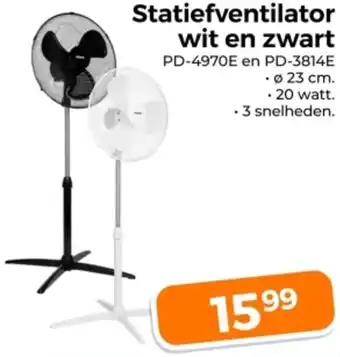 Trekpleister Statiefventilator wit en zwart aanbieding