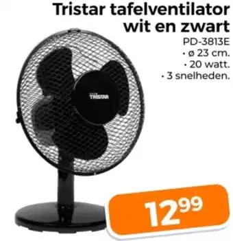 Trekpleister Tristar tafelventilator wit en zwart aanbieding