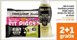 Albert Heijn Alle A-merk houdbare protein single repen, drinks en shots aanbieding
