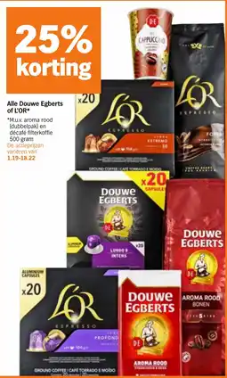 Albert Heijn Alle Douwe Egberts of L'OR aanbieding