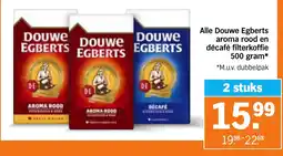Albert Heijn Alle Douwe Egberts aroma rood en décafé filterkoffie aanbieding