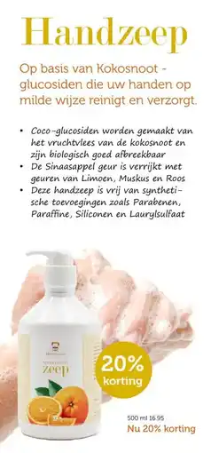 De Rode Pilaren Op basis van Kokosnoot - glucosiden die uw handen op milde wijze reinigt en verzorgt. aanbieding