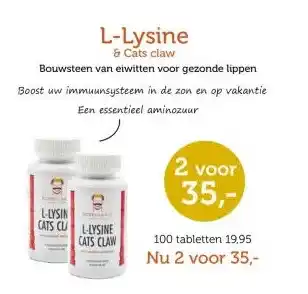 De Rode Pilaren L-Lysine& Cats claw aanbieding
