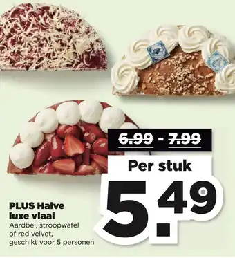 PLUS PLUS Halve luxe vlaai Aardbei, stroopwafel of red velvet, aanbieding