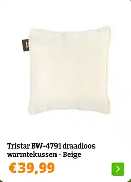 Obelink Tristar BW-4791 draadloos warmtekussen - Beige aanbieding