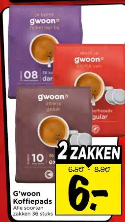 Vomar Voordeelmarkt G'woon koffiepads aanbieding