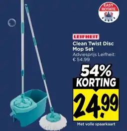 Vomar Voordeelmarkt Leifheit Clean Twist Disc Mop Set aanbieding