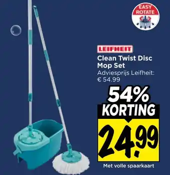 Vomar Voordeelmarkt Leifheit Clean Twist Disc Mop Set aanbieding