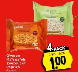 Vomar Voordeelmarkt G'woon Maïswafels Zeezout of Paprika aanbieding
