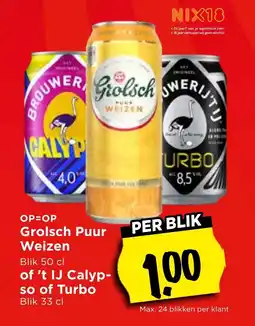 Vomar Voordeelmarkt Grolsch Puur Weizen of 't IJ Calyp- so of Turbo aanbieding