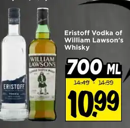 Vomar Voordeelmarkt Eristoff Vodka of William Lawson's Whisky aanbieding