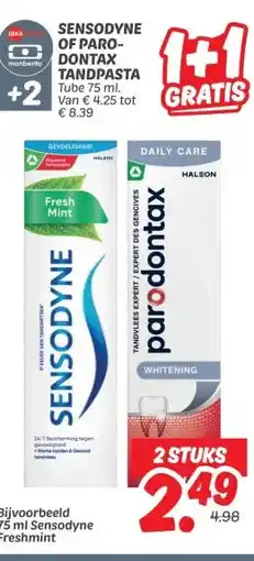Dekamarkt SENSODYNE OF PARO- DONTAX TANDPASTA aanbieding
