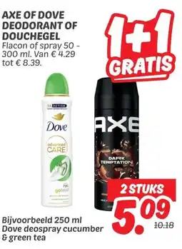 Dekamarkt AXE OF DOVE DEODORANT OF DOUCHEGEL aanbieding
