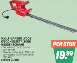 Dekamarkt WOLF-GARTEN LYCOS E/500H ELEKTRISCHE HEGGENSCHAAR aanbieding