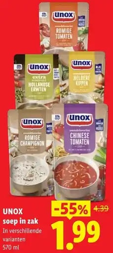 Lidl UNOX soep in zak aanbieding