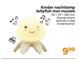 Trekpleister Kinder nachtlamp Jellyfish met muziek aanbieding