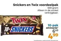 Trekpleister Snickers en Twix voordeelpak aanbieding