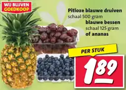Nettorama Pitloze blauwe druiven, blauwe bessen of ananas aanbieding