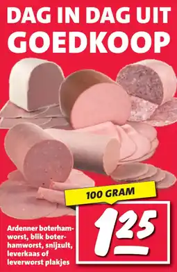 Nettorama Ardenner boterhamworst, blik boterhamworst, snijzult, leverkaas of leverworst plakjes aanbieding