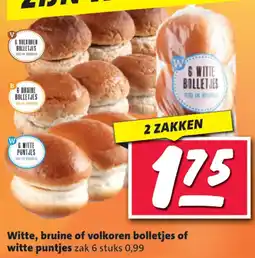 Nettorama Witte, bruine of volkoren bolletjes of witte puntjes aanbieding