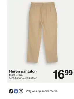 Zeeman Heren pantalon aanbieding