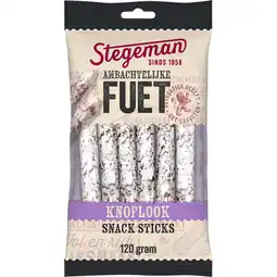 Jumbo Stegeman Ambachtelijke Fuet Knoflook Snack Sticks 120 g aanbieding