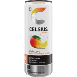 Jumbo Celsius Live Fit Sparkling Mango Lemonade Flavour 250 ml aanbieding