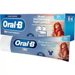 Jumbo Oral-B Kids 6 maanden – 6 jaar Lion King tandpasta, Fruitige smaak, met fluoride, 60 ml aanbieding