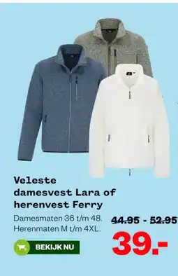 Welkoop Veleste damesvest Lara of herenvest Ferry aanbieding
