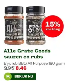 Welkoop Alle Grate Goods sauzen en rubs aanbieding