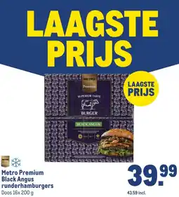 Makro Metro Premium Black Angus runderhamburgers aanbieding