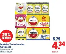 Makro Amstel of Grolsch radler multipacks aanbieding
