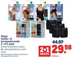 Makro Sloggi dames-of herenondermode 2- of 3-pack aanbieding