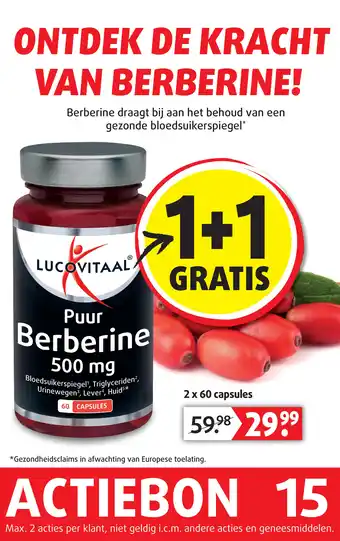 Lucovitaal Puur Berberine 500 mg aanbieding