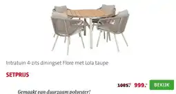 Intratuin Intratuin 4-zits diningset Flore met Lola taupe aanbieding