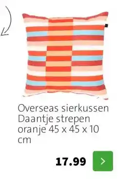 Intratuin Overseas sierkussen Daantje strepen oranje 45 x 45 x 10 cm aanbieding