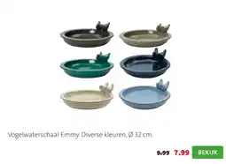 Intratuin Vogelwaterschaal Emmy. Diverse kleuren, Ø 32 cm. aanbieding