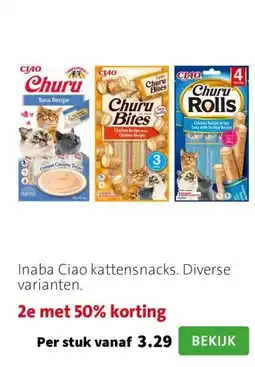 Intratuin Inaba Ciao kattensnacks. Diverse varianten. aanbieding