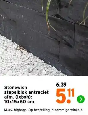 GAMMA Stonewish stapelblok antraciet aanbieding