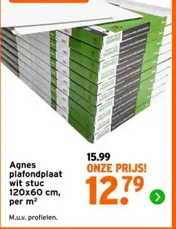 GAMMA Agnes plafondplaat wit stuc 120x60 cm, aanbieding