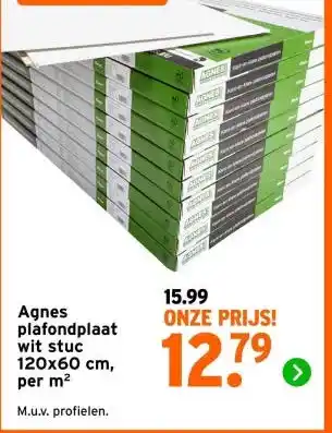 GAMMA Agnes plafondplaat wit stuc 120x60 cm, aanbieding